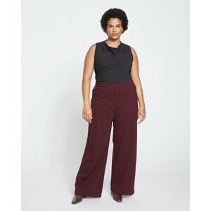 Universal Standard Stephanie Wide Leg Ponte Pants Black Cherry L 22-24 NWT